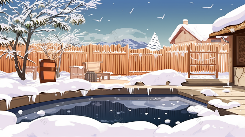 冬季日式露天温泉插画,插画/手绘图,插画/手绘图库,插画/手绘图下载,插画/手绘